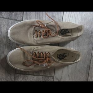 Beige Vans with Brown Suede Laces worn once! EUC